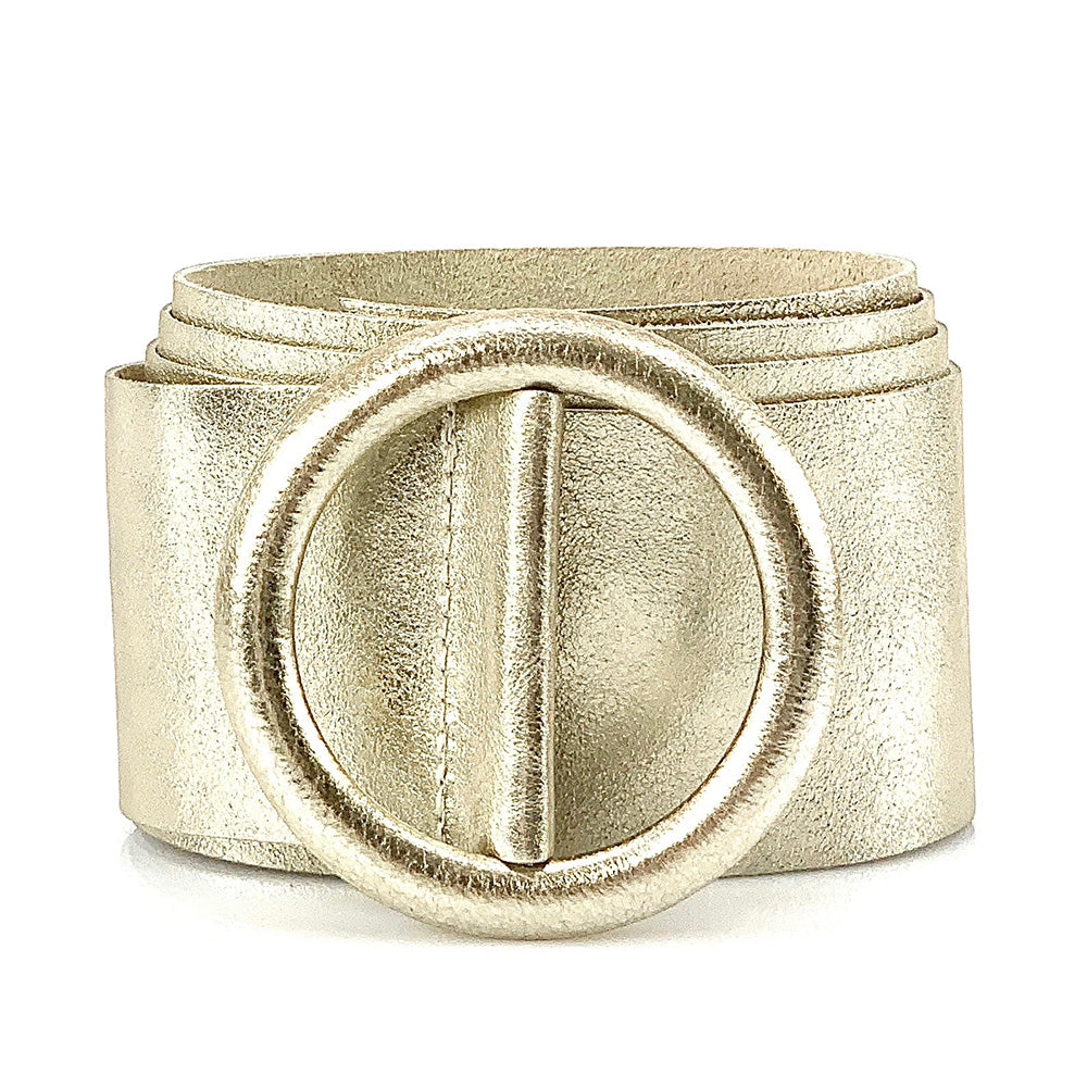 Rings of Elegance Genuine Leather Belt with Decorative Ring - Made In Italy