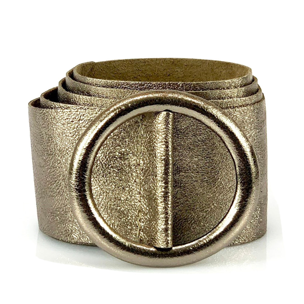 Rings of Elegance Genuine Leather Belt with Decorative Ring - Made In Italy