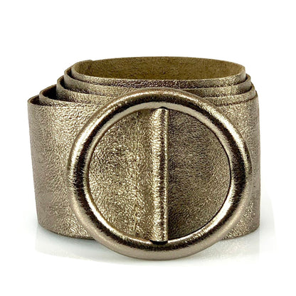 Rings of Elegance Genuine Leather Belt with Decorative Ring - Made In Italy