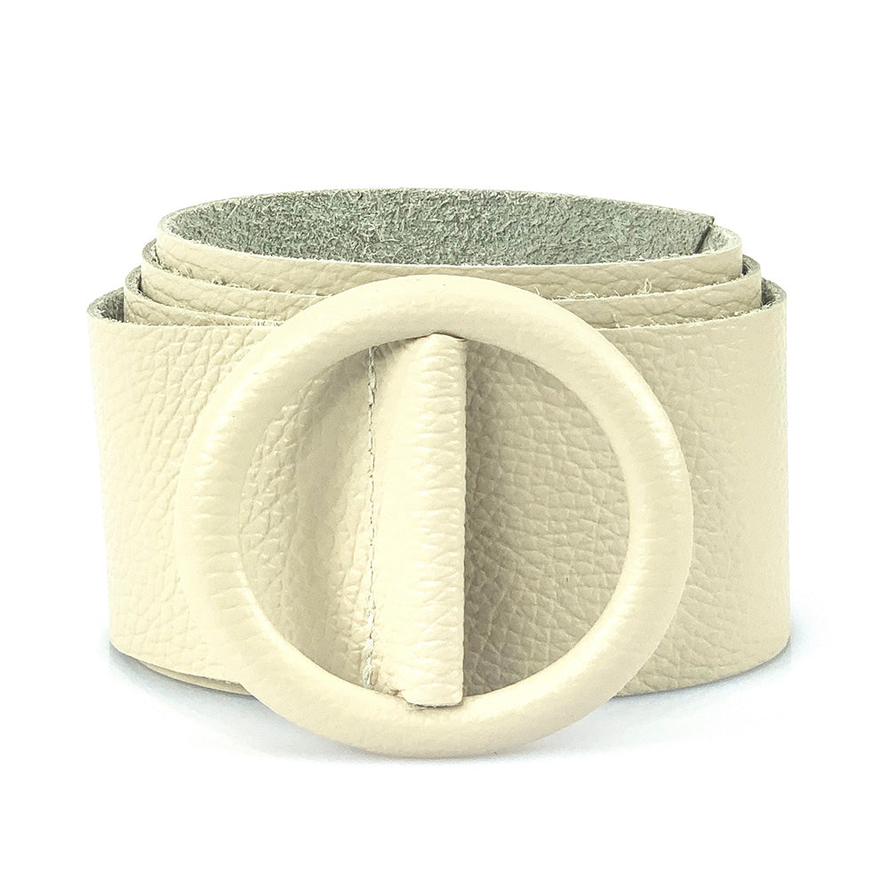Rings of Elegance Genuine Leather Belt with Decorative Ring - Made In Italy