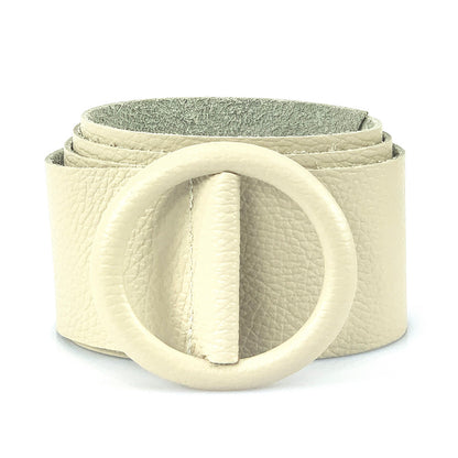 Rings of Elegance Genuine Leather Belt with Decorative Ring - Made In Italy