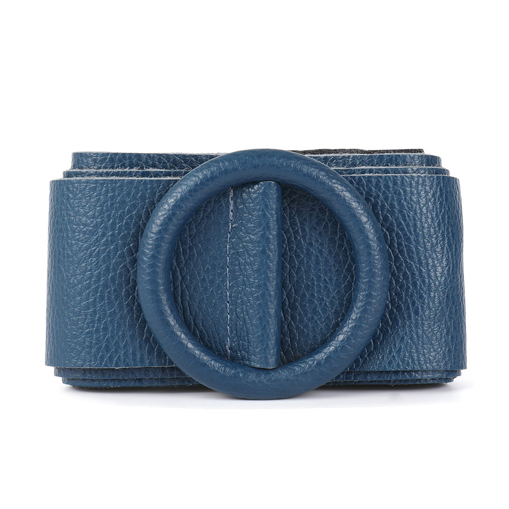 Rings of Elegance Genuine Leather Belt with Decorative Ring - Made In Italy