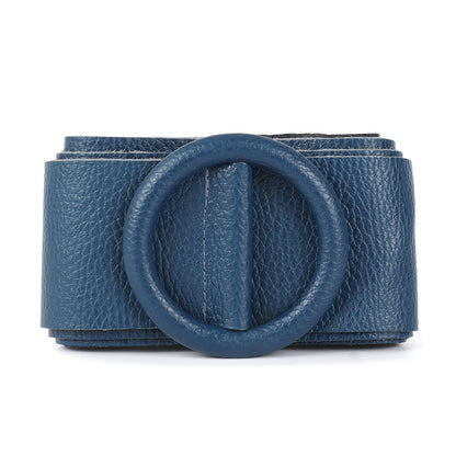 Rings of Elegance Genuine Leather Belt with Decorative Ring - Made In Italy