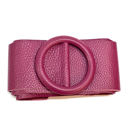 Rings of Elegance Genuine Leather Belt with Decorative Ring - Made In Italy