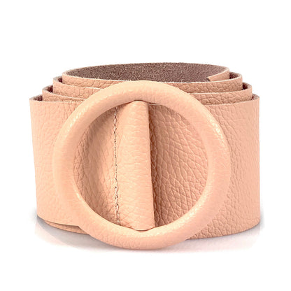Rings of Elegance Genuine Leather Belt with Decorative Ring - Made In Italy