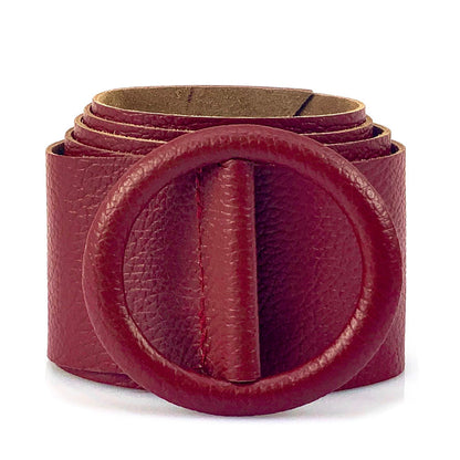 Rings of Elegance Genuine Leather Belt with Decorative Ring - Made In Italy