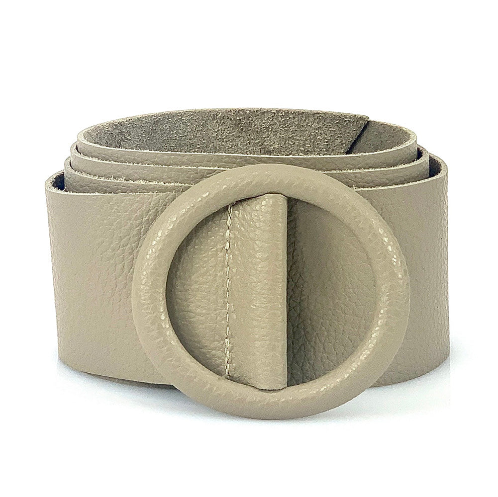 Rings of Elegance Genuine Leather Belt with Decorative Ring - Made In Italy