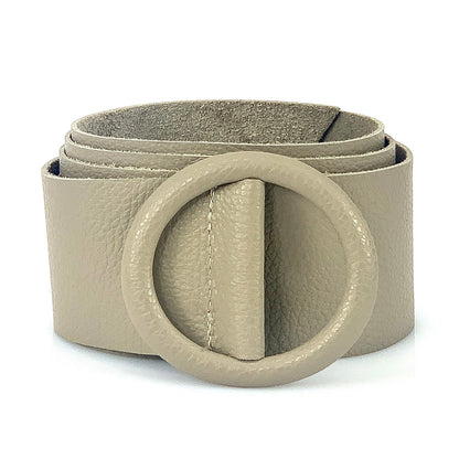 Rings of Elegance Genuine Leather Belt with Decorative Ring - Made In Italy