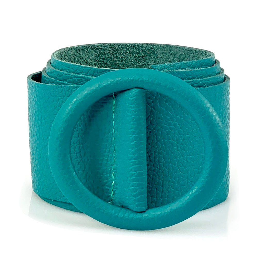 Rings of Elegance Genuine Leather Belt with Decorative Ring - Made In Italy