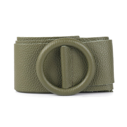 Rings of Elegance Genuine Leather Belt with Decorative Ring - Made In Italy
