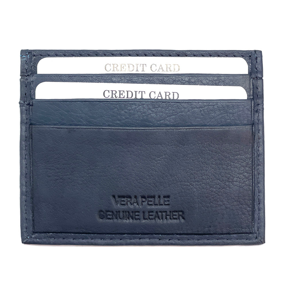 Genuine Leather Credit Card Holder with Transparent Window - Made In Italy