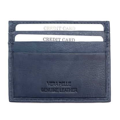 Genuine Leather Credit Card Holder with Transparent Window - Made In Italy
