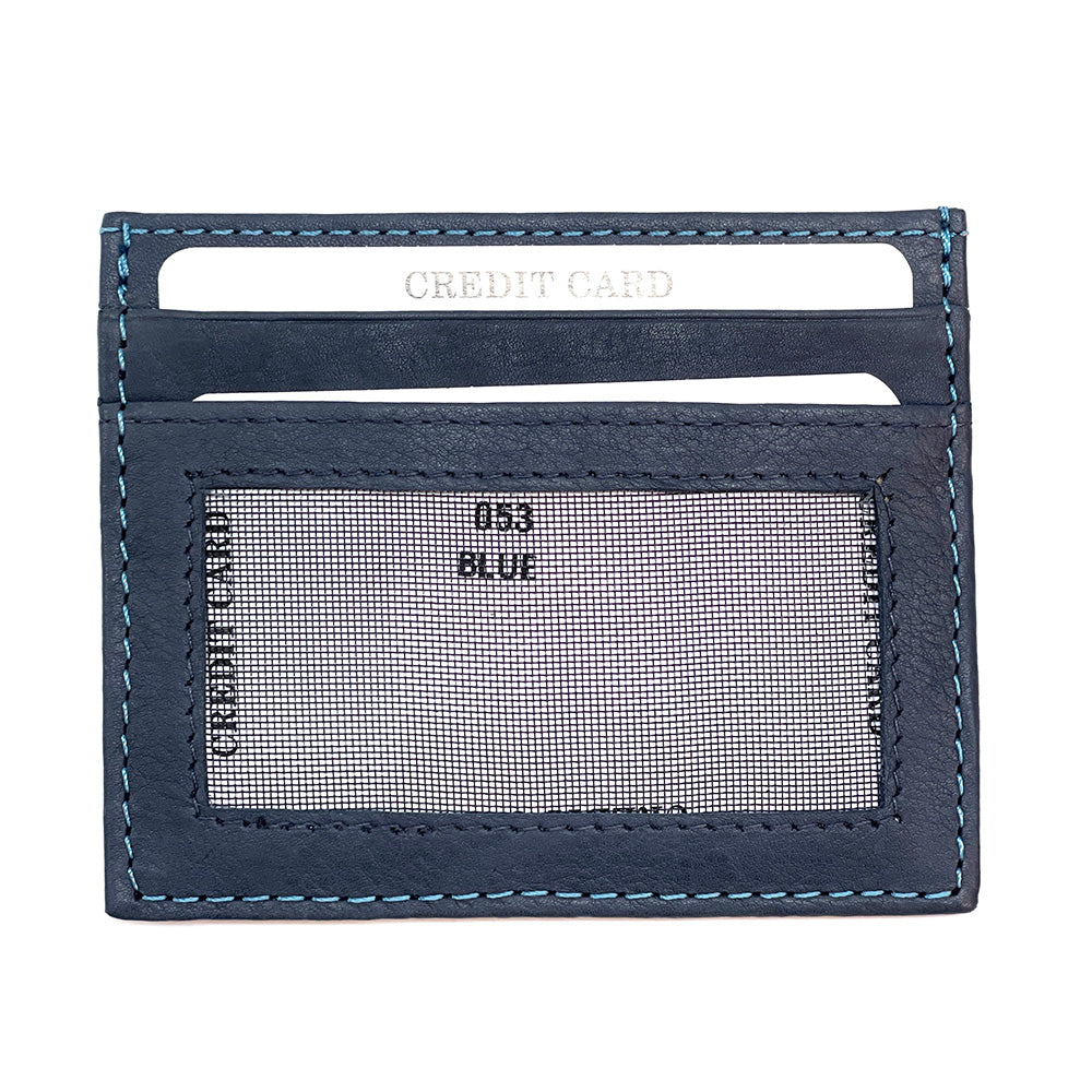 Genuine Leather Credit Card Holder with Transparent Window - Made In Italy