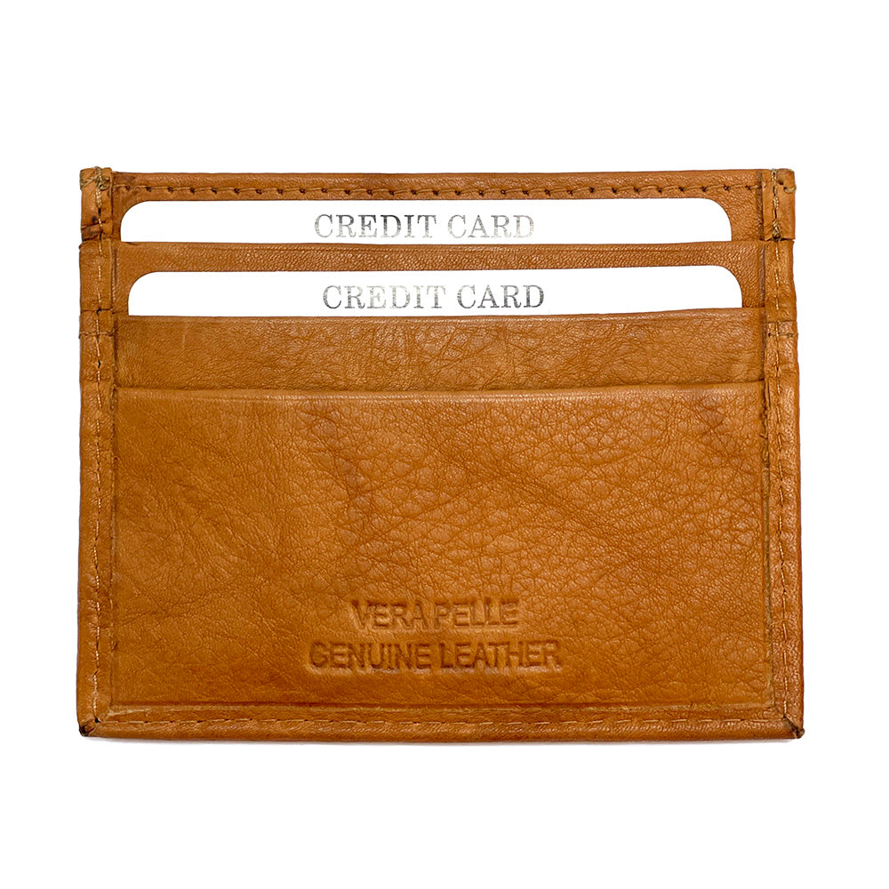 Genuine Leather Credit Card Holder with Transparent Window - Made In Italy