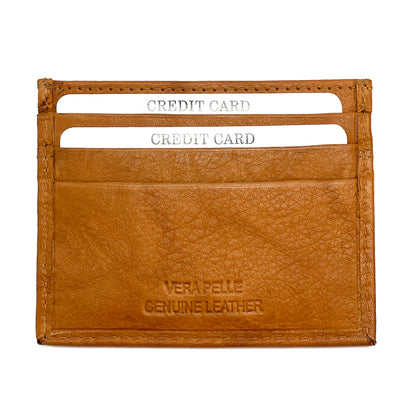 Genuine Leather Credit Card Holder with Transparent Window - Made In Italy