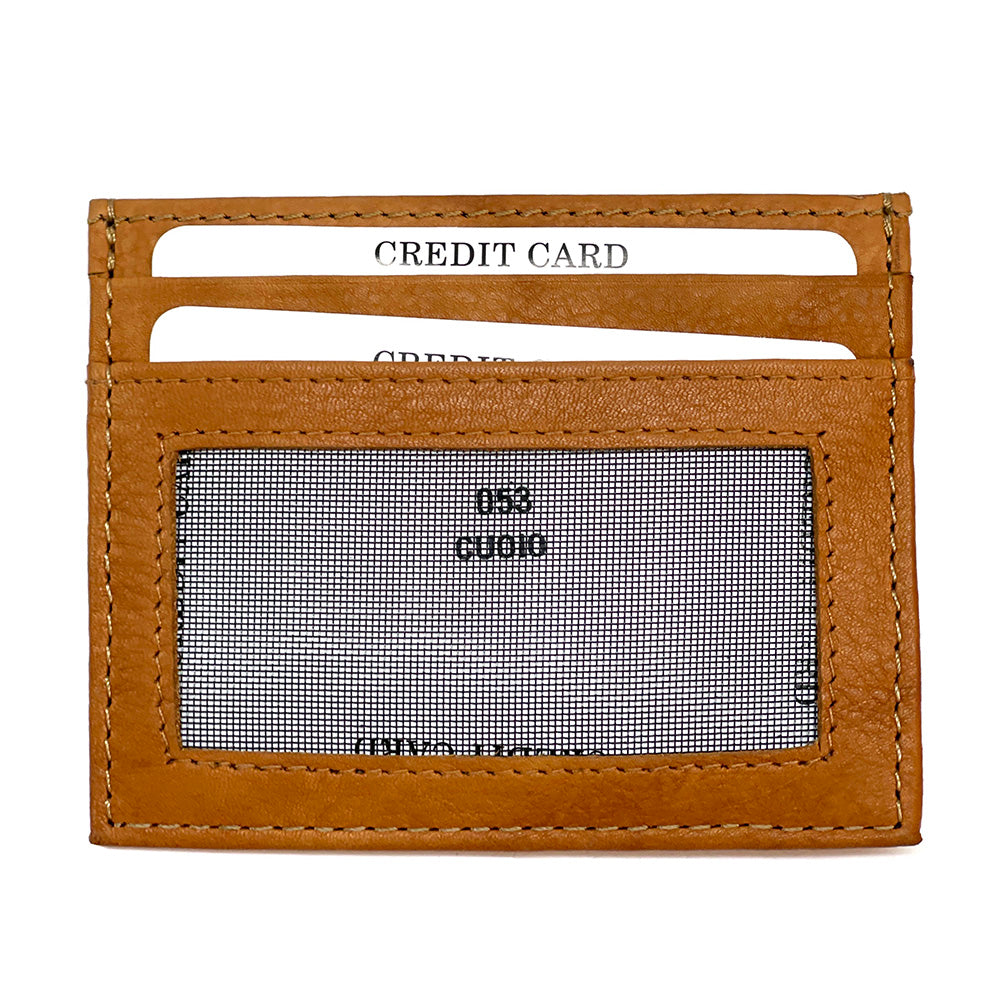 Genuine Leather Credit Card Holder with Transparent Window - Made In Italy
