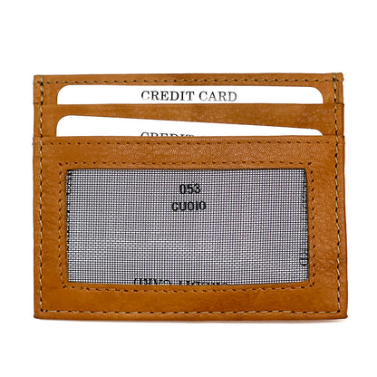 Genuine Leather Credit Card Holder with Transparent Window - Made In Italy