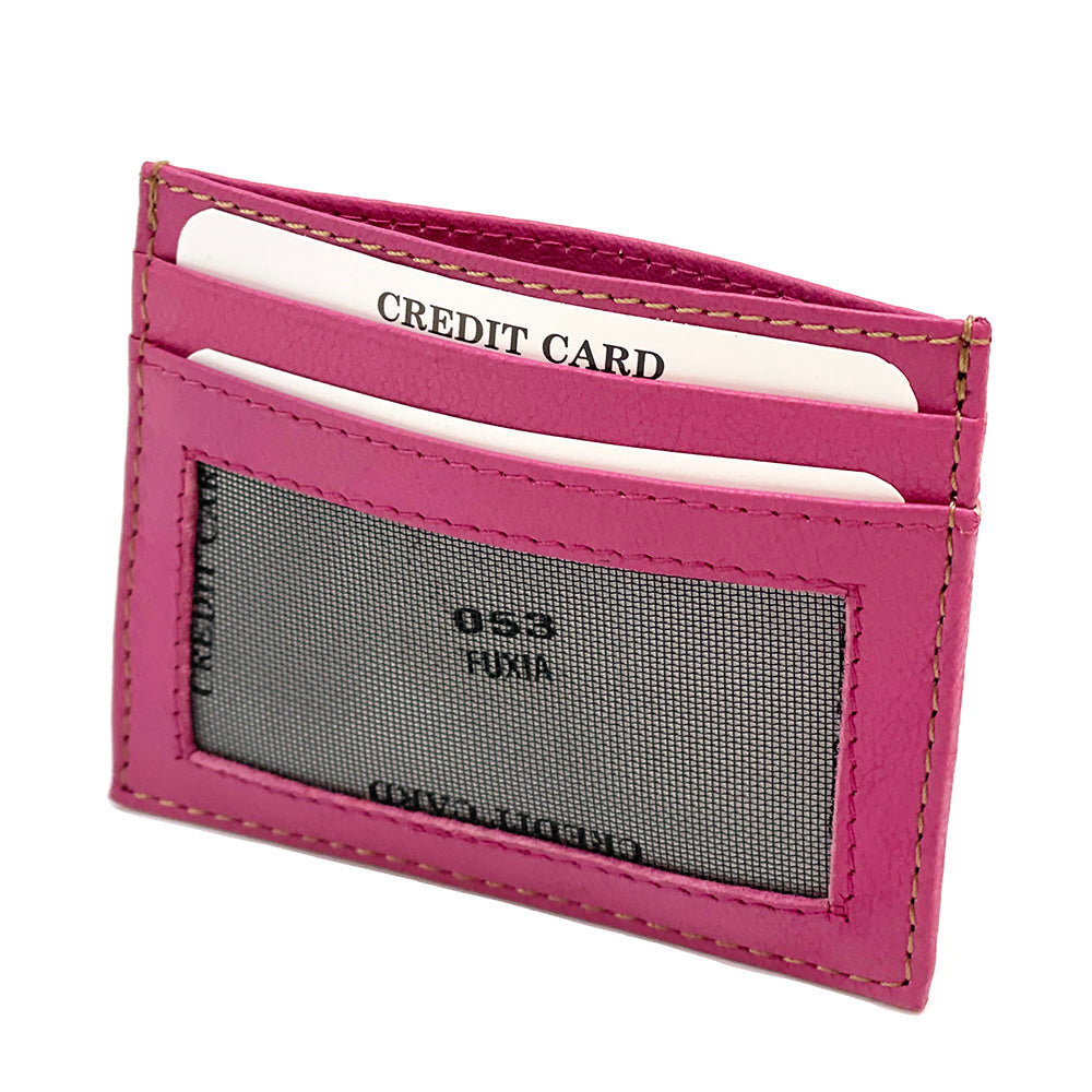 Genuine Leather Credit Card Holder with Transparent Window - Made In Italy