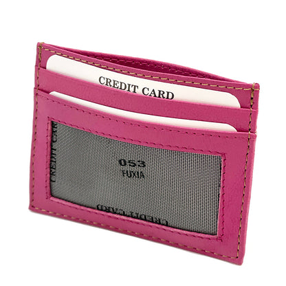 Genuine Leather Credit Card Holder with Transparent Window - Made In Italy