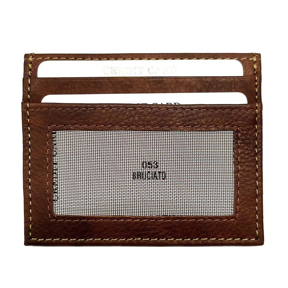 Genuine Leather Credit Card Holder with Transparent Window - Made In Italy