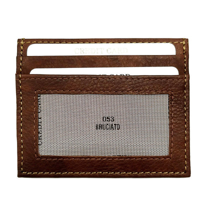 Genuine Leather Credit Card Holder with Transparent Window - Made In Italy