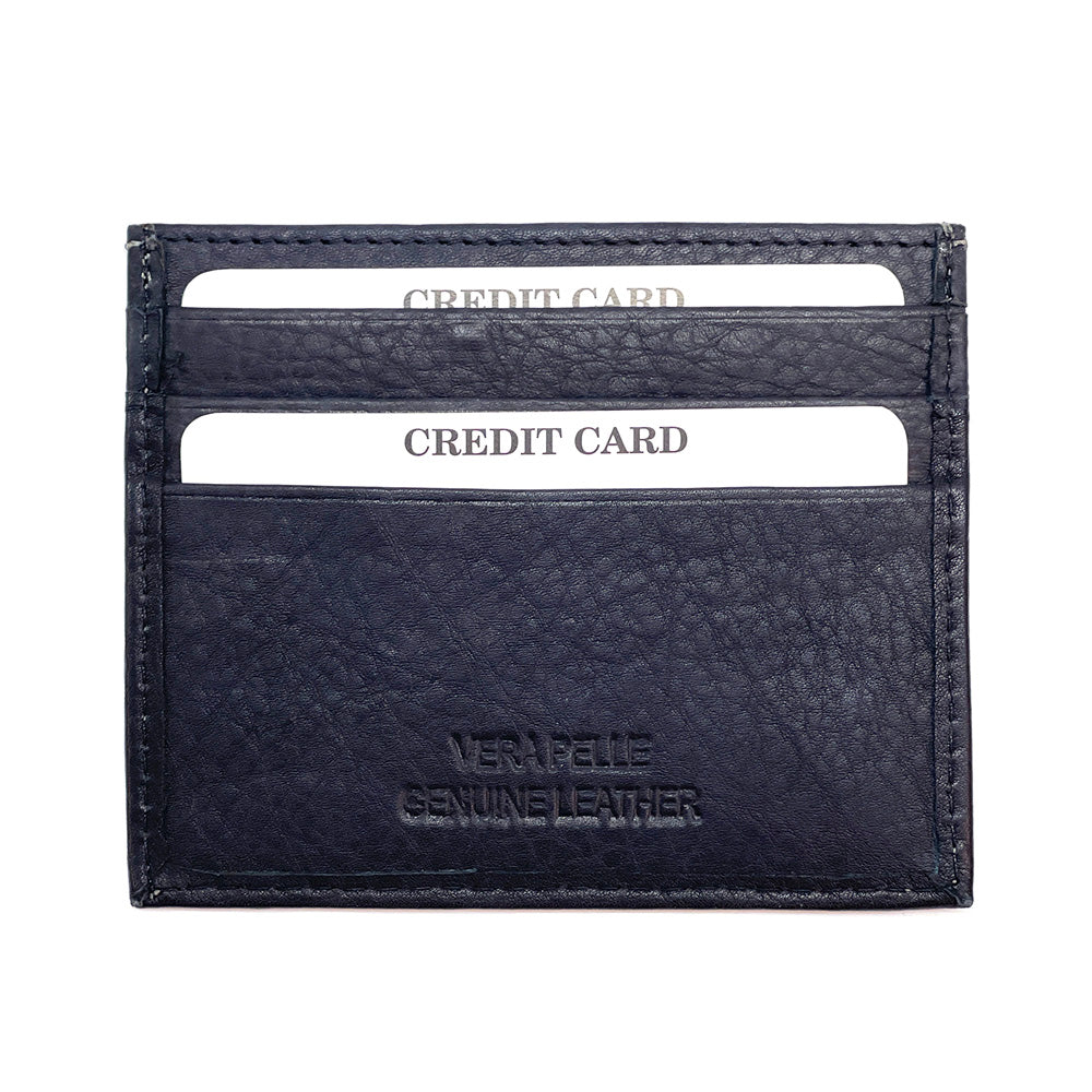 Genuine Leather Credit Card Holder with Transparent Window - Made In Italy