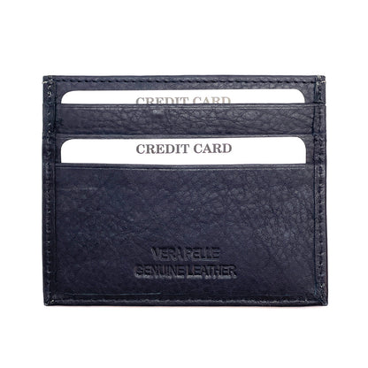 Genuine Leather Credit Card Holder with Transparent Window - Made In Italy
