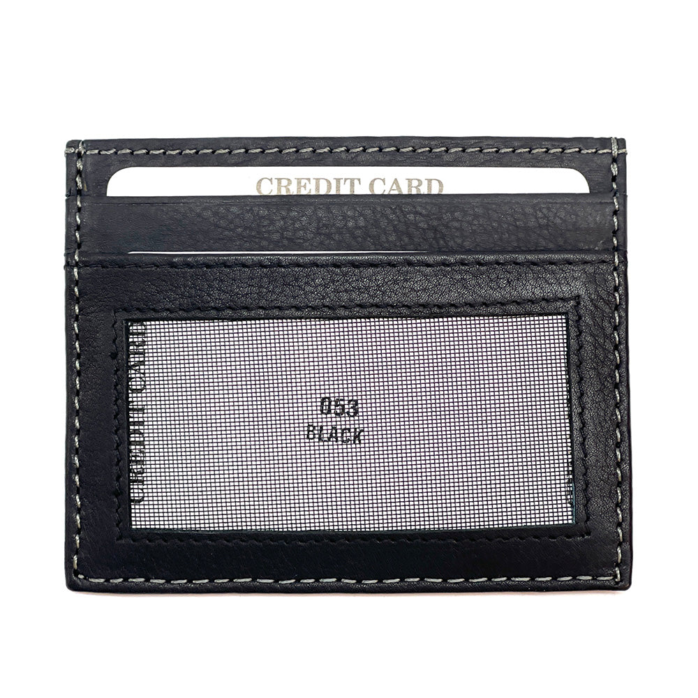 Genuine Leather Credit Card Holder with Transparent Window - Made In Italy