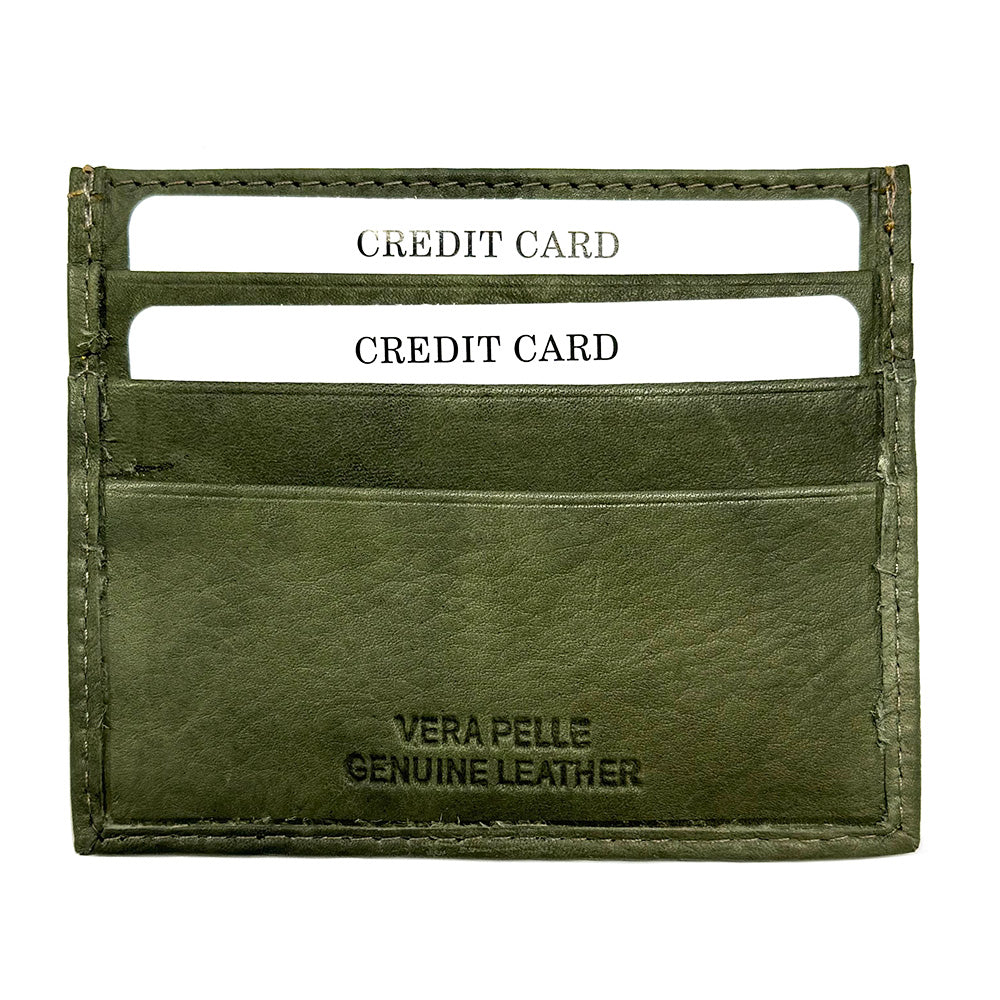 Genuine Leather Credit Card Holder with Transparent Window - Made In Italy