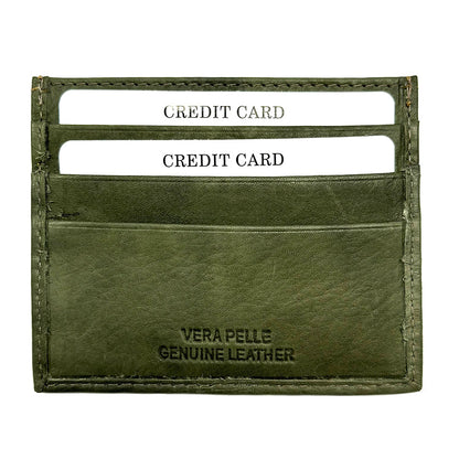 Genuine Leather Credit Card Holder with Transparent Window - Made In Italy