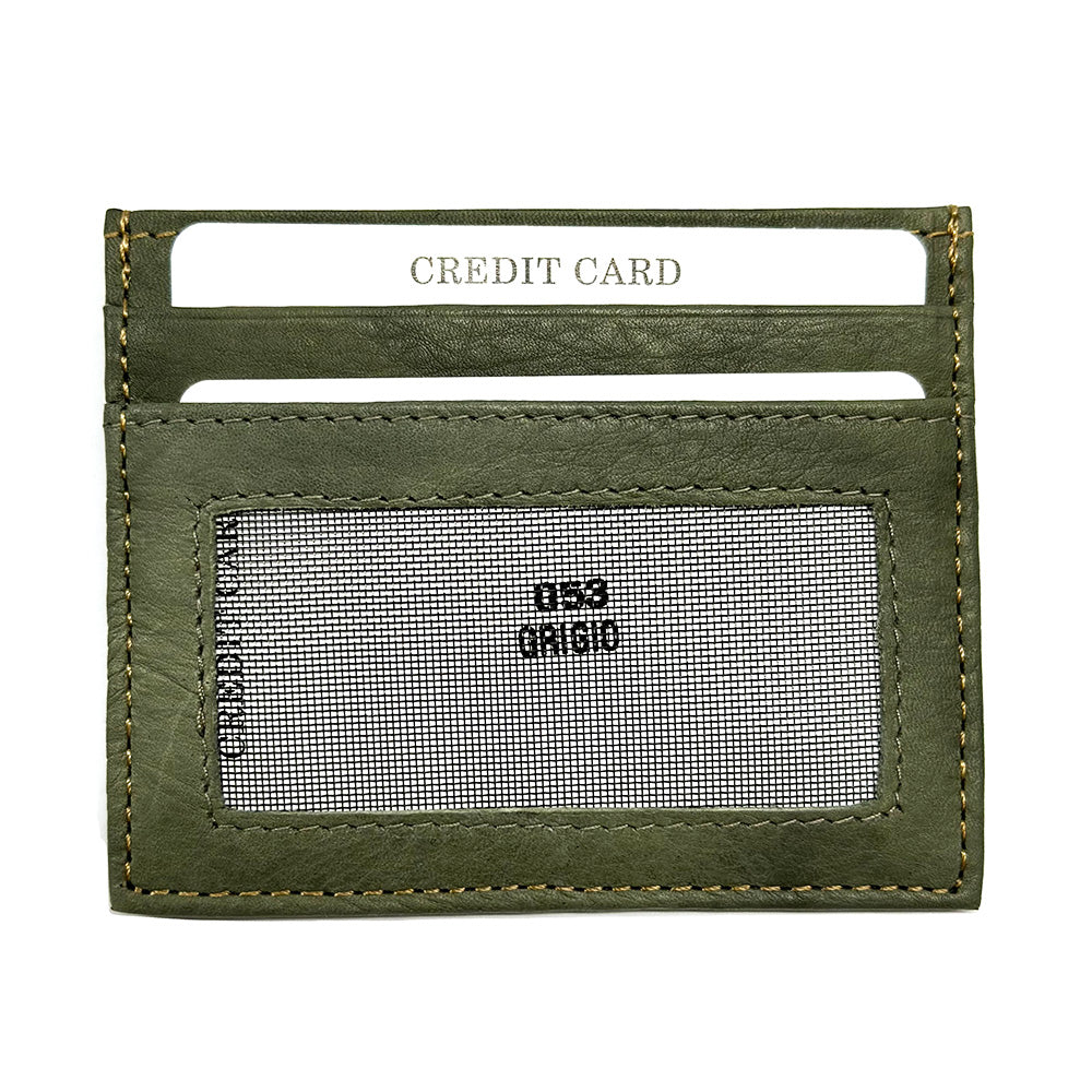 Genuine Leather Credit Card Holder with Transparent Window - Made In Italy