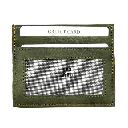 Genuine Leather Credit Card Holder with Transparent Window - Made In Italy