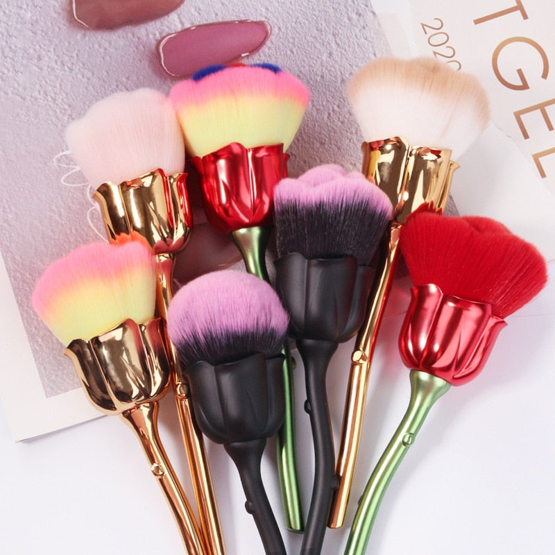Flower Nail Brush For Manicure Rose Nail Art Brush Nail Accesories Tools Popular Round Small Gel polish Dust Cleaning Brushes