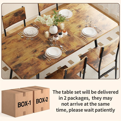 63&quot; Extendable Dining Table Set for 4-6 People, 7pcs Dining Table Set for 6 People with 6 Chairs, MDF Wood Board
