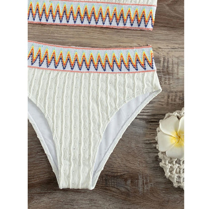 White single shoulder split swimsuit