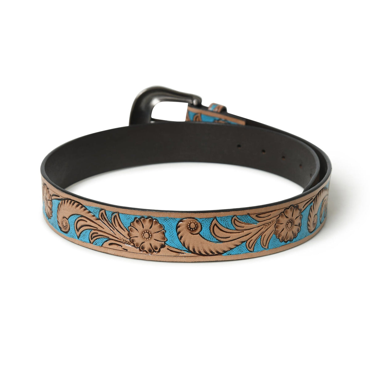 Western Cowboy Leather Belt - Blue &amp; Brown