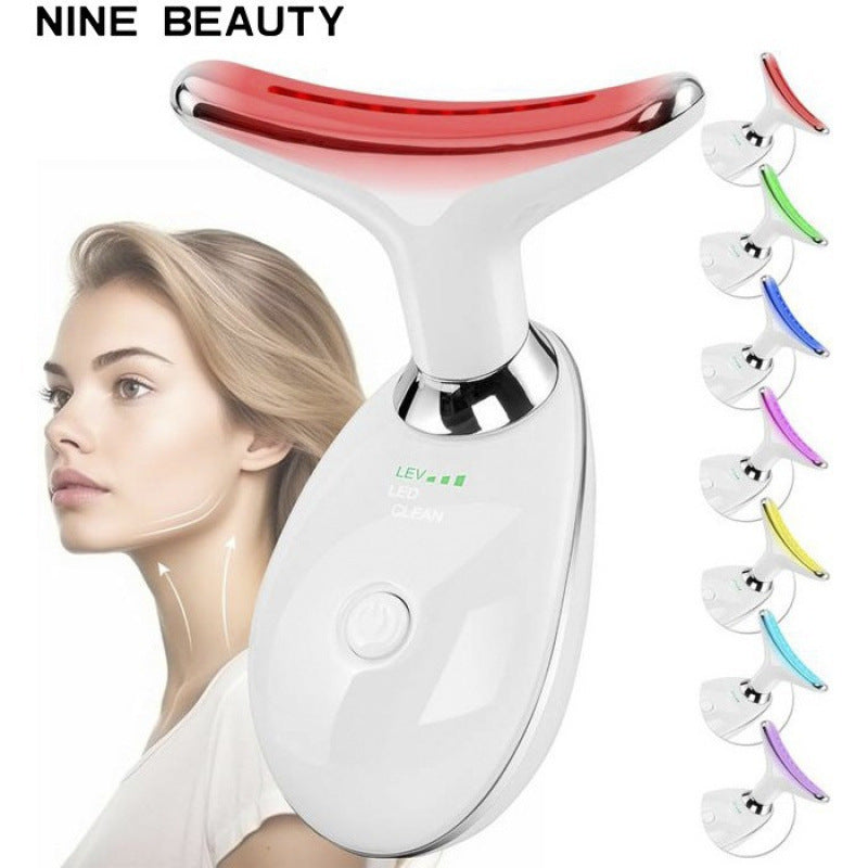 Neck Massager Beauty Device with 7-Color Light Therapy for Neck Wrinkle Care
