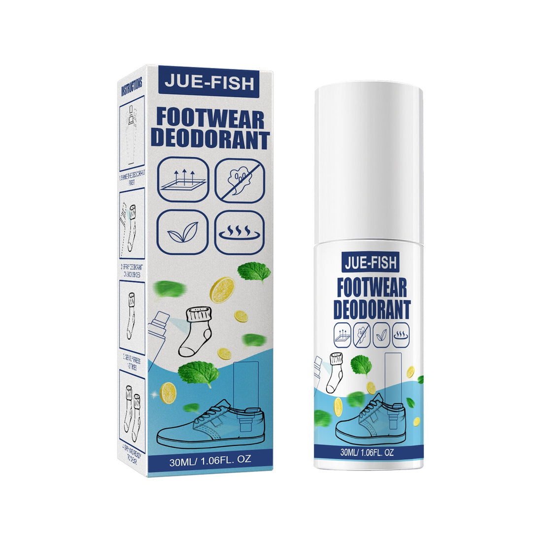 JUE-FISH shoe and sock deodorant shoe cabinet deodorant spray to remove sweat feet odor odor odor fast and lasting fragrance