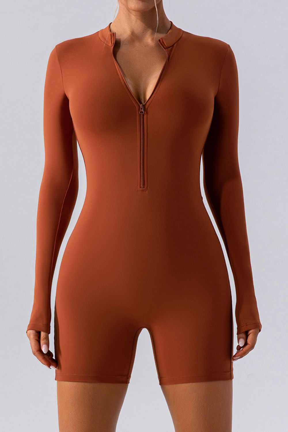 Long Sleeve Active Half Zip Romper