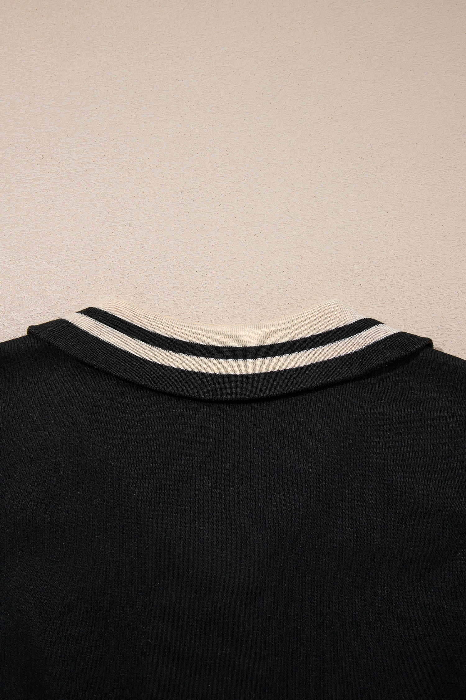 Black Striped Webbing Trim Preppy Polo Tee Dress