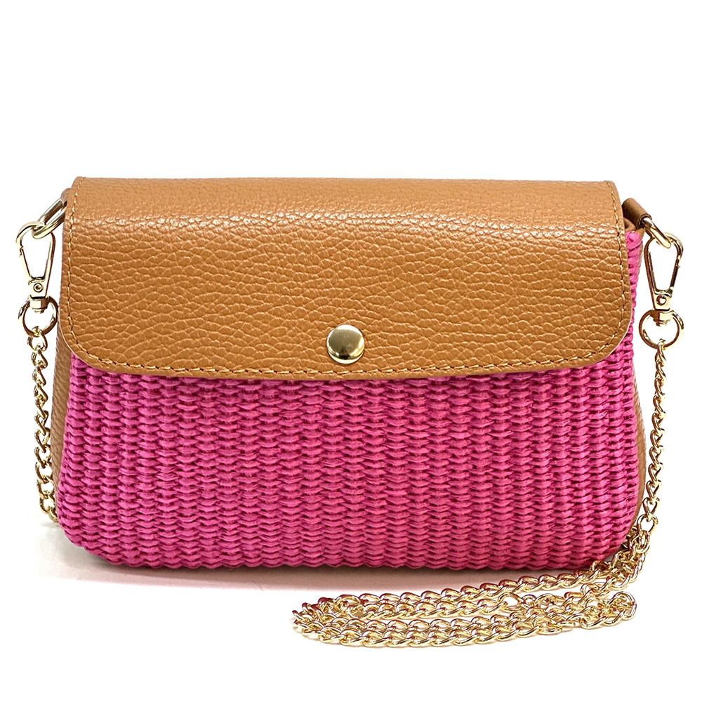 Solea Straw and Leather Clutch &amp; Crossbody Bag - Made In Italy