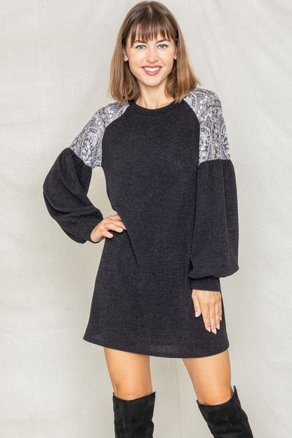 Paisley Shoulder Accent Tunic Plus  Dress