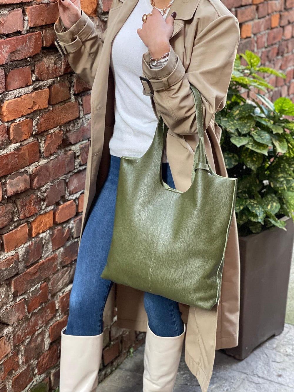 Claudia Soft Italian Cow Leather Tote Bag - Made In Italy