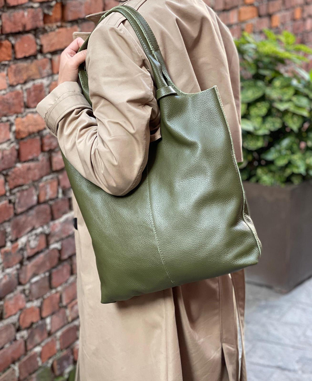 Claudia Soft Italian Cow Leather Tote Bag - Made In Italy