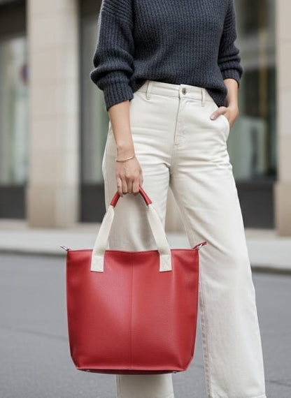 Zelina Italian Genuine Leather Tote Bag - Made In Italy