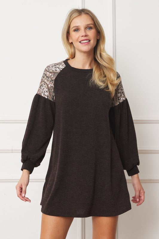 Paisley Shoulder Accent Tunic Plus  Dress