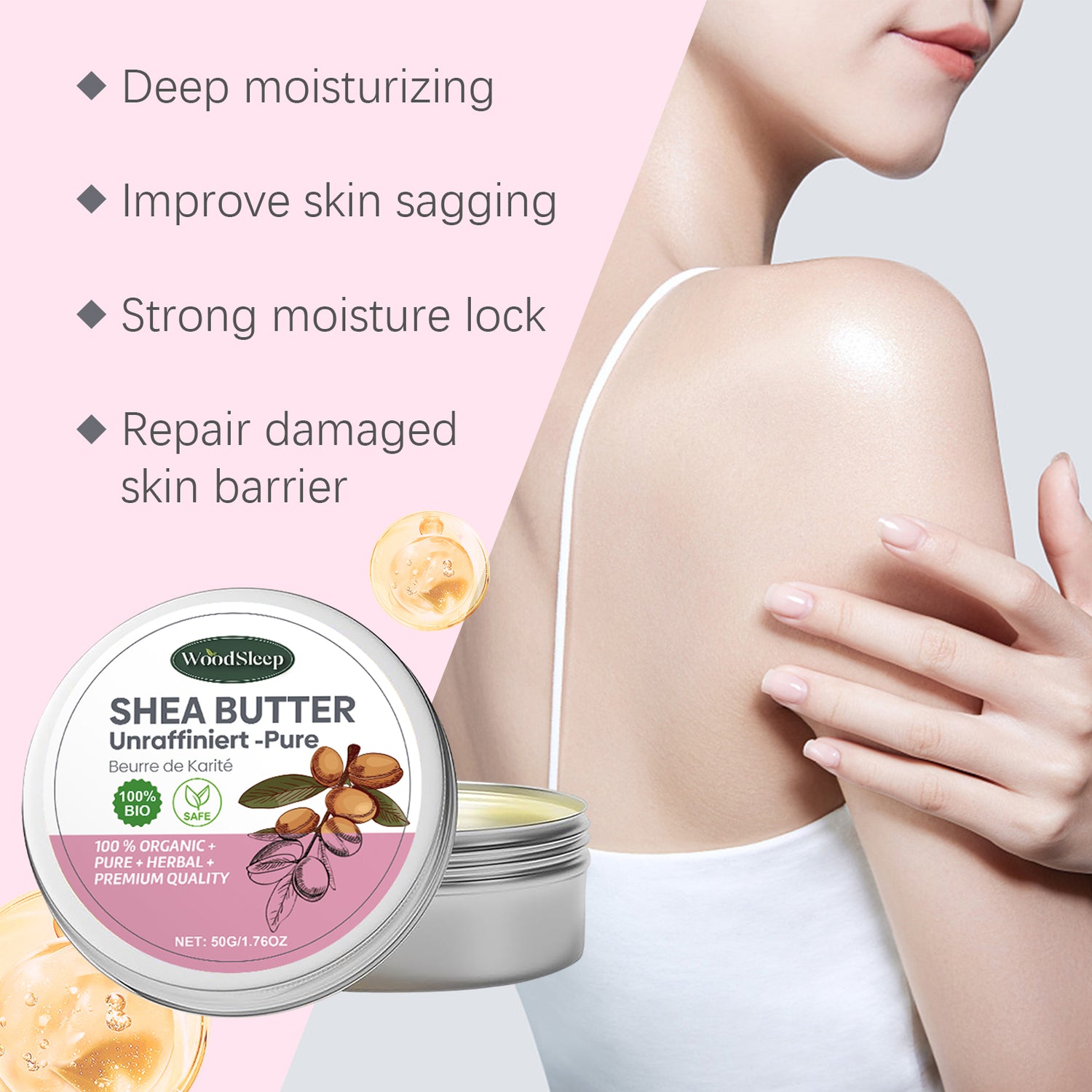 WoodSleep Shea Butter Cream Moisturizes Dry Skin, Brightens And Nourishes Skin&