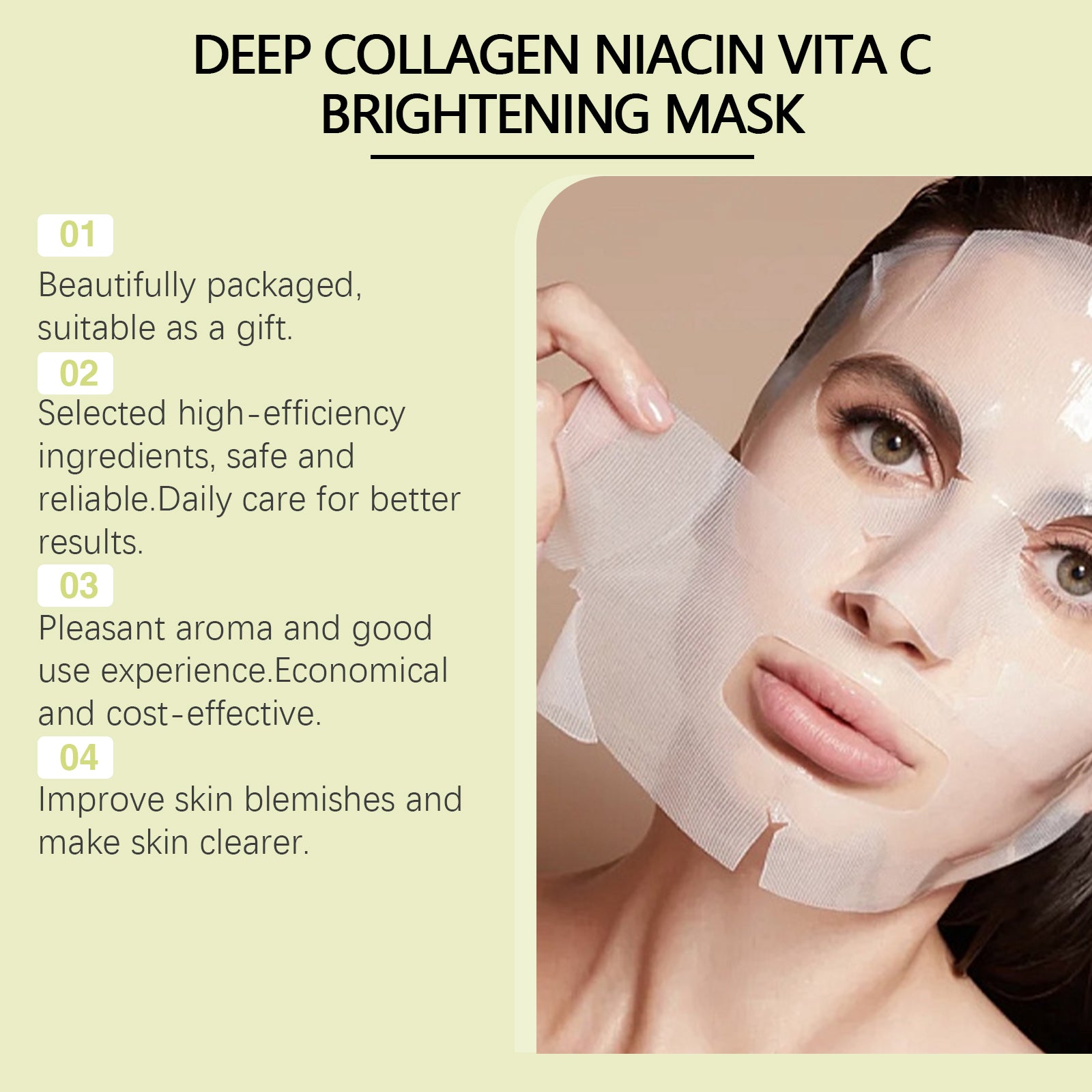 Nicotinic Acid Vitamin C Whitening Mask (Bag) Facial Moisturizing, Hydrating, Tender, Anti-Wrinkle, Repairing And Brightening Skin Care Mask