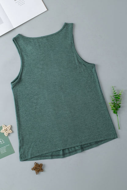 Mist Green V-Neck Ruched Sleeveless Top