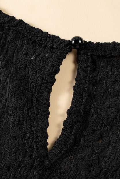 Elegant Black Crochet Lace Keyhole Back Tank Top